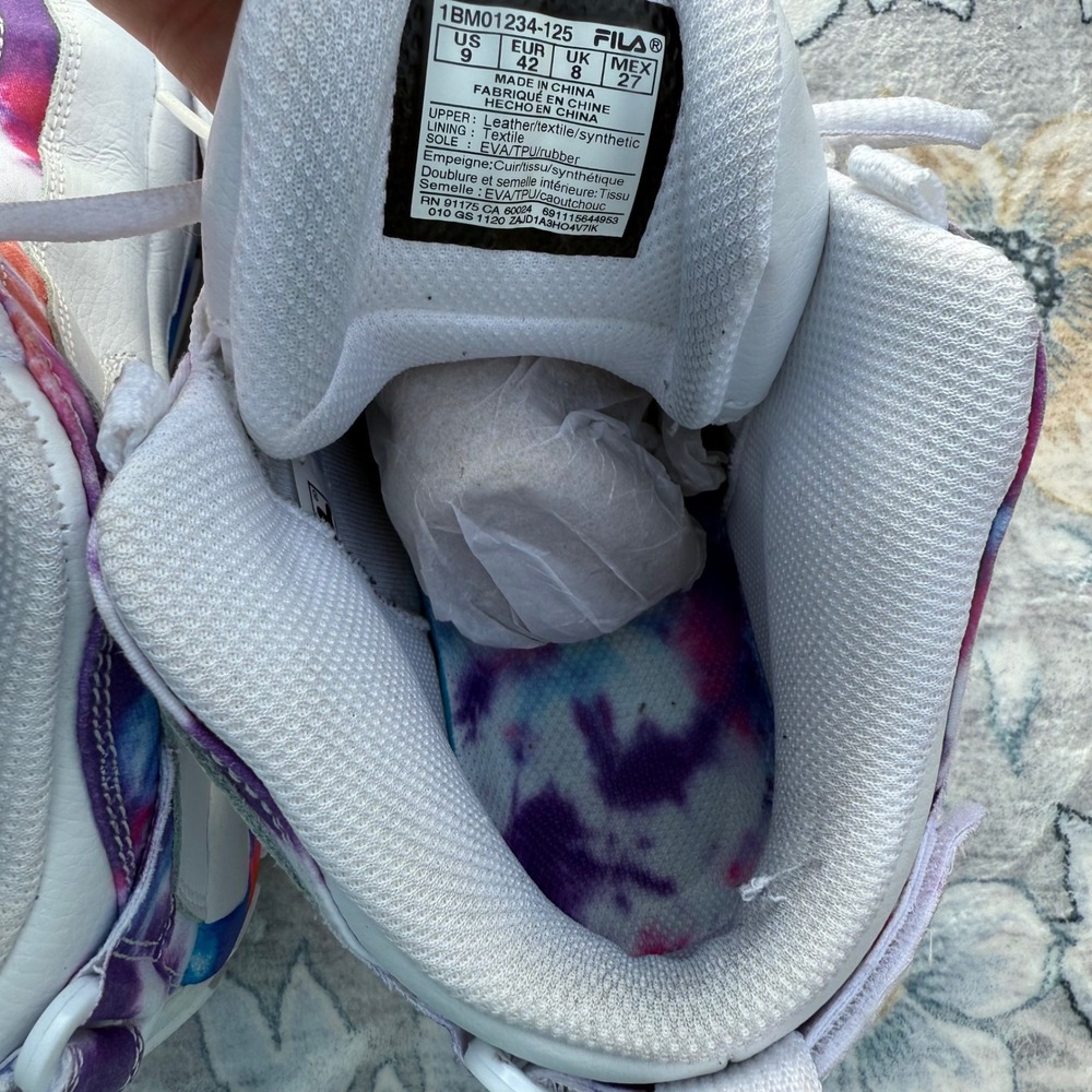 FILA Grant Hill 2 Sneaker Mens Size 9 White Tie Dye High Top Y2K 1BM01234-125 - Picture 5 of 9